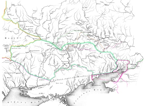 Оборона границ.  Часть западной границы от Киева вниз по течению Днепра