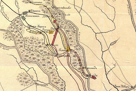 Карта действий с 2 по 9 июня 1849 года