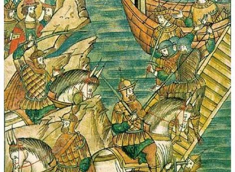 Невская битва. Подвиг Гаврилы Алексича. Лицевой летописный свод 16 века