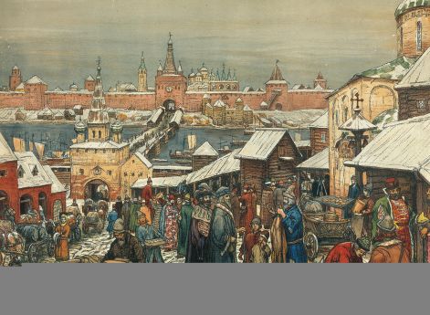 Новгородский торг. А.Васнецов. Конец XIX века