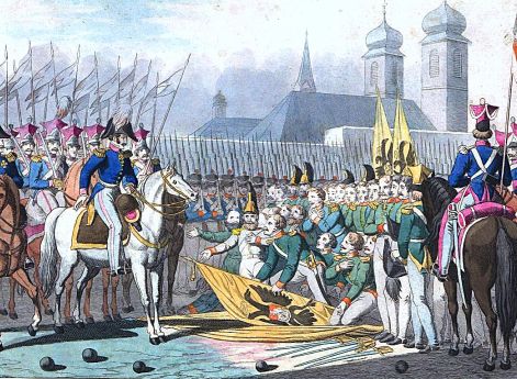 Низложение русских знамён после битвы около Вавра. Г.Б.Вундер. 1831 год