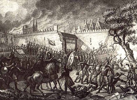 Взятие Нарвы русскими войсками. 11 мая 1588. Гравюра Б.А. Чорикова. 1830-е гг.