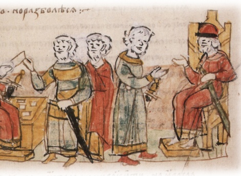 Послание Владимира Святославича к Ярославу Владимировичу Новгородскому с требованием уплаты подати Киеву в размере 2000 гривен; отказ Ярослава платить Киеву подать.