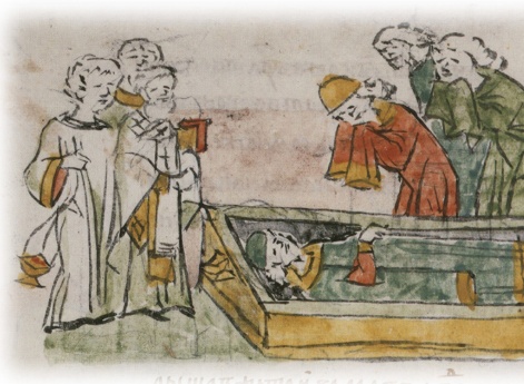 Отпевание и погребение умершего Вячеслава Владимировича Киевского Изяславом Мстиславичем Киевским