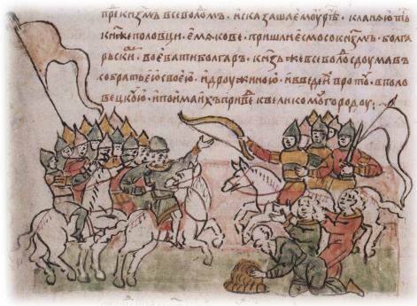 Встреча полков Всеволода Юрьевича Владимирского с половецким отрядом во время похода на Волжскую Болгарию.