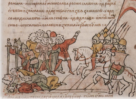 Пленение Глеба Ростиславича Рязанского, его сына и воевод и избиение плененных половцев.