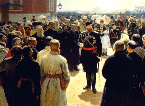 Прием волостных старшин императором Александром III во дворе Петровского дворца в Москве