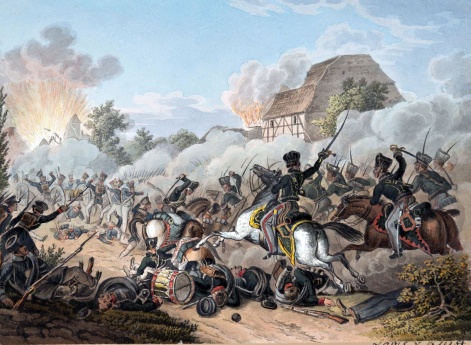 Атака кавалерии во время битвы при Лейпциге 6 (18) октября 1813 года