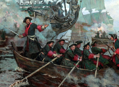 Пленение шведских кораблей преображенцами.