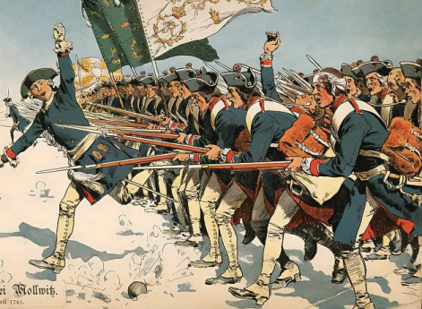 Прусская пехота во время битвы при Мольвице