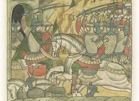 Астраханские люди выходят против воинов великого князя.